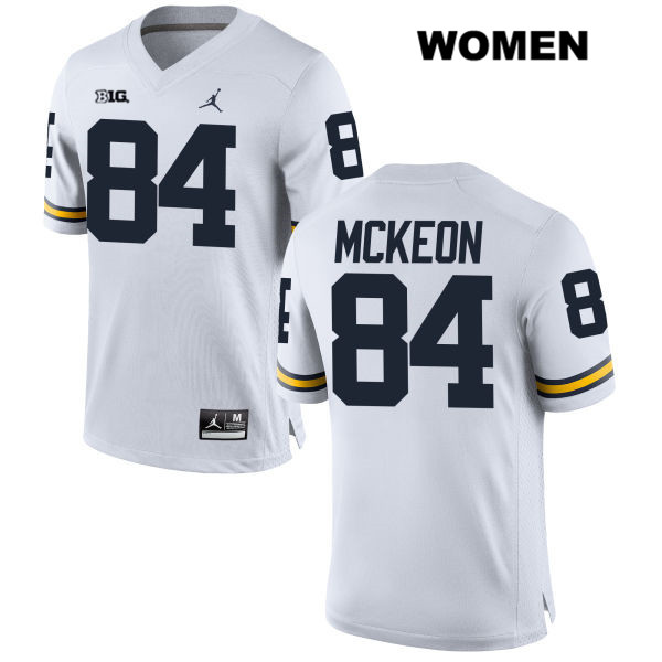 Women's NCAA Michigan Wolverines Sean McKeon #84 White Jordan Brand Authentic Stitched Football College Jersey WV25D50UV